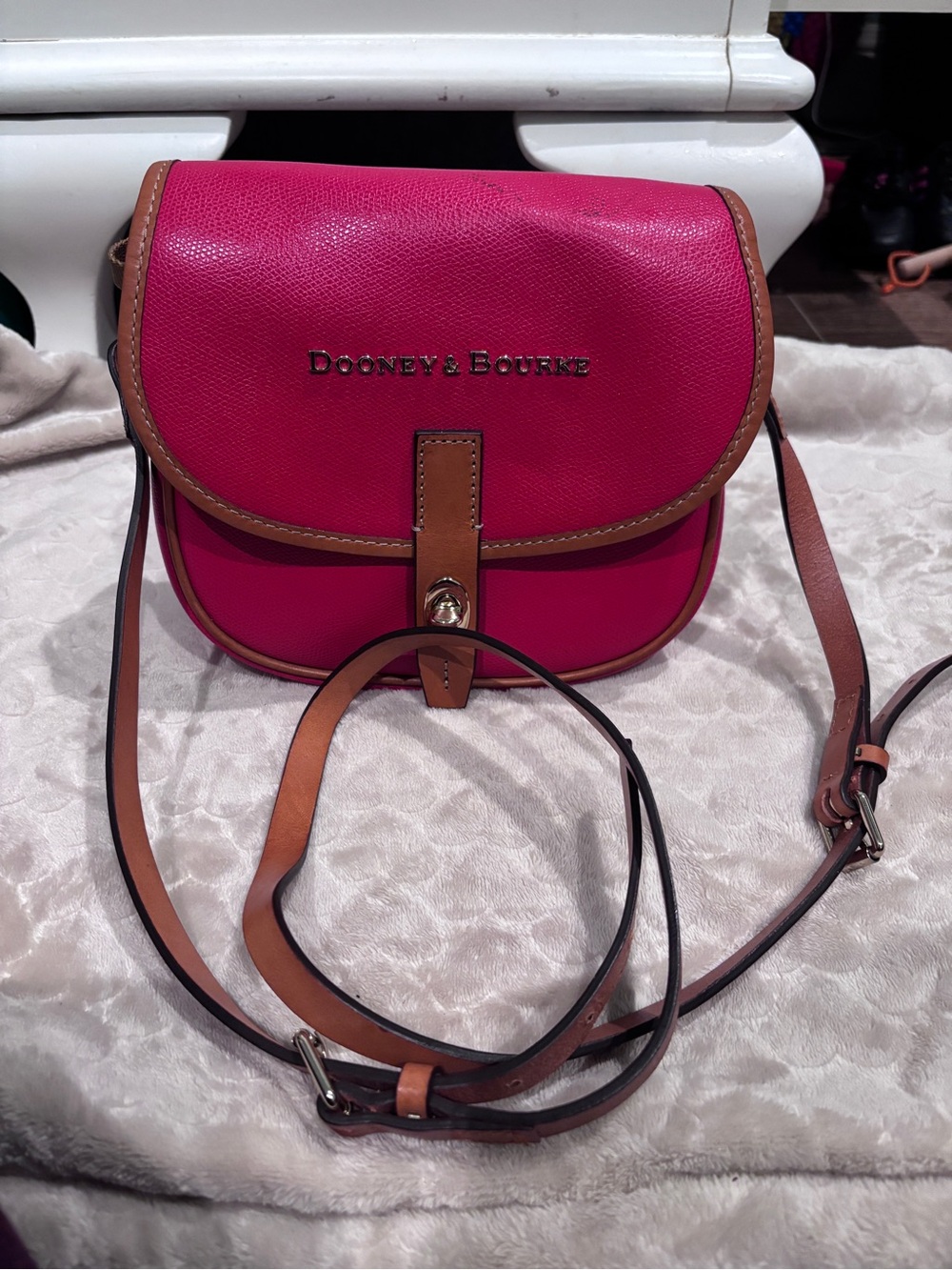 Dooney & Bourke red Leather Crossbody with Tan Trim